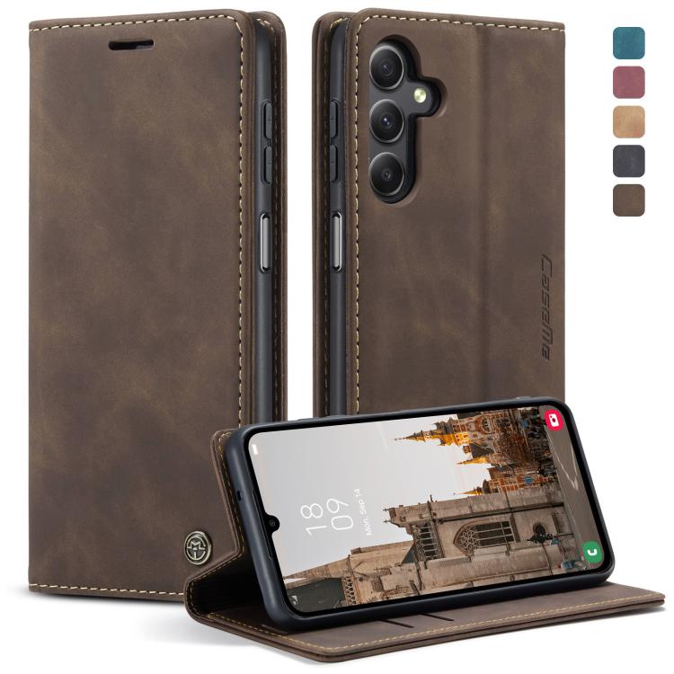 For Samsung Galaxy A15 5G CaseMe 013 Multifunctional Horizontal Flip Leather Phone Case(Coffee)