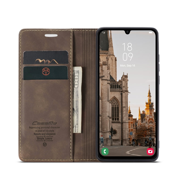 For Samsung Galaxy A15 5G CaseMe 013 Multifunctional Horizontal Flip Leather Phone Case(Coffee)