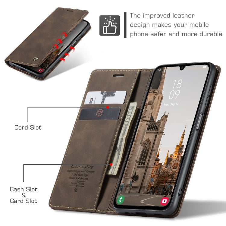 For Samsung Galaxy A15 5G CaseMe 013 Multifunctional Horizontal Flip Leather Phone Case(Coffee)