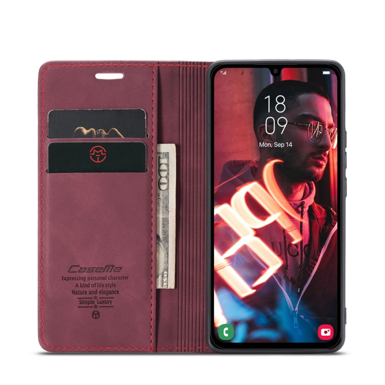 For Samsung Galaxy A15 5G CaseMe 013 Multifunctional Horizontal Flip Leather Phone Case(Wine Red)