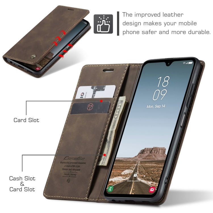 For Samsung Galaxy A05s CaseMe 013 Multifunctional Horizontal Flip Leather Phone Case(Coffee)