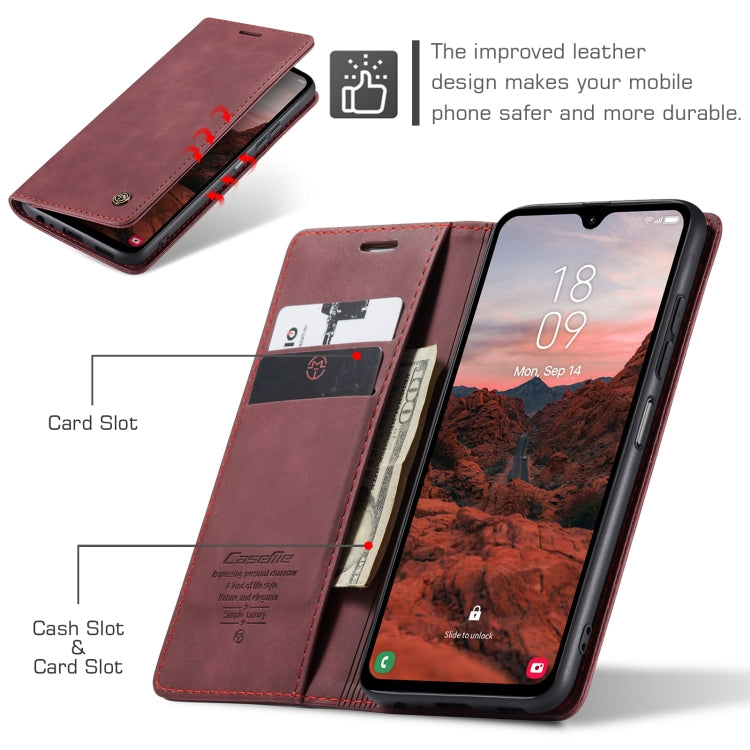 For Samsung Galaxy A05s CaseMe 013 Multifunctional Horizontal Flip Leather Phone Case(Wine Red)