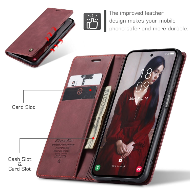 For Samsung Galaxy A35 5G CaseMe 013 Multifunctional Horizontal Flip Leather Phone Case(Wine Red)