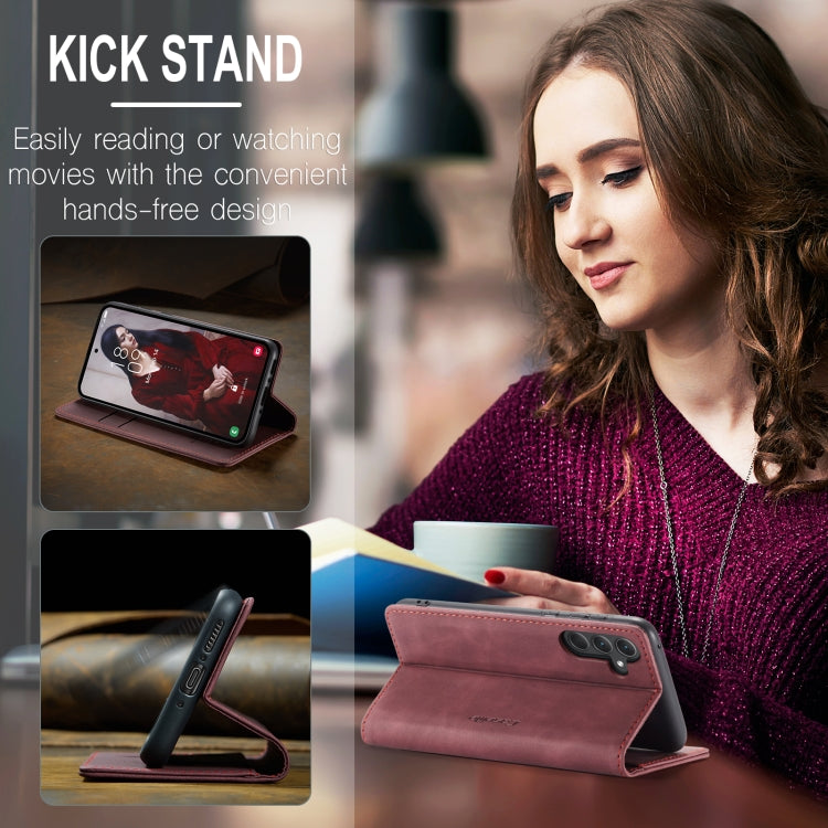 For Samsung Galaxy A35 5G CaseMe 013 Multifunctional Horizontal Flip Leather Phone Case(Wine Red)