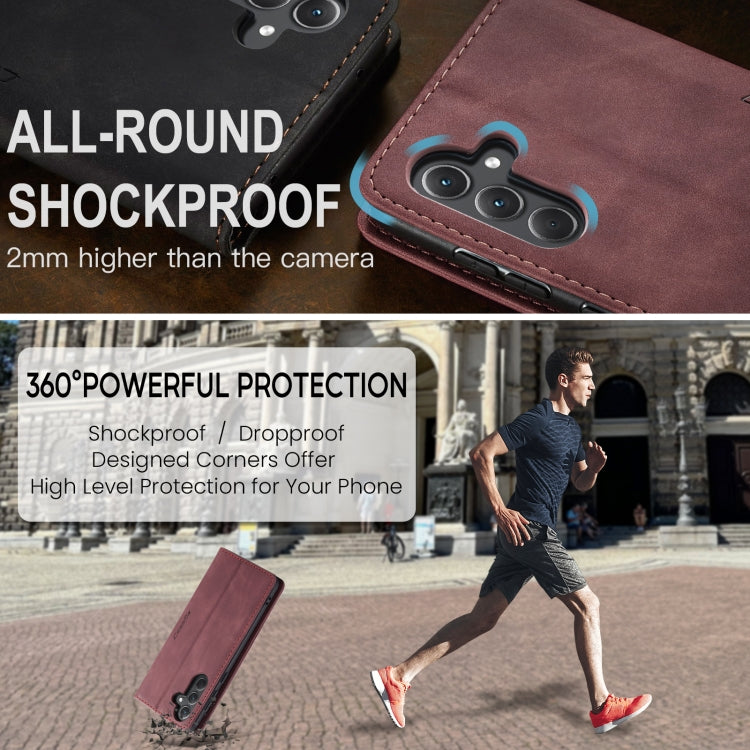 For Samsung Galaxy A35 5G CaseMe 013 Multifunctional Horizontal Flip Leather Phone Case(Wine Red)