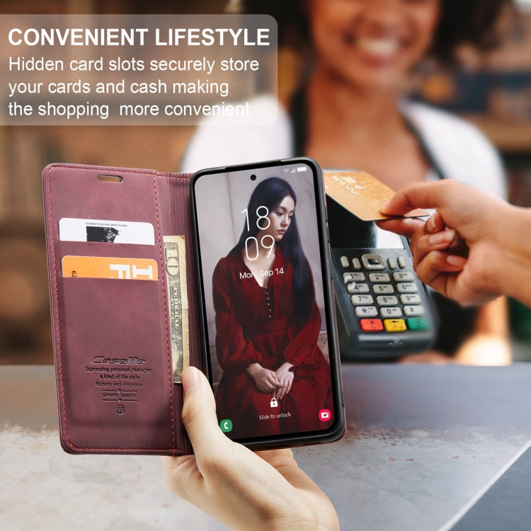 For Samsung Galaxy A35 5G CaseMe 013 Multifunctional Horizontal Flip Leather Phone Case(Wine Red)