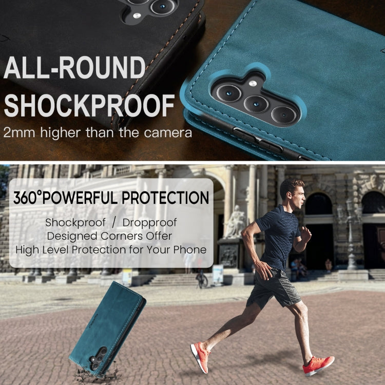 For Samsung Galaxy A35 5G CaseMe 013 Multifunctional Horizontal Flip Leather Phone Case(Blue)