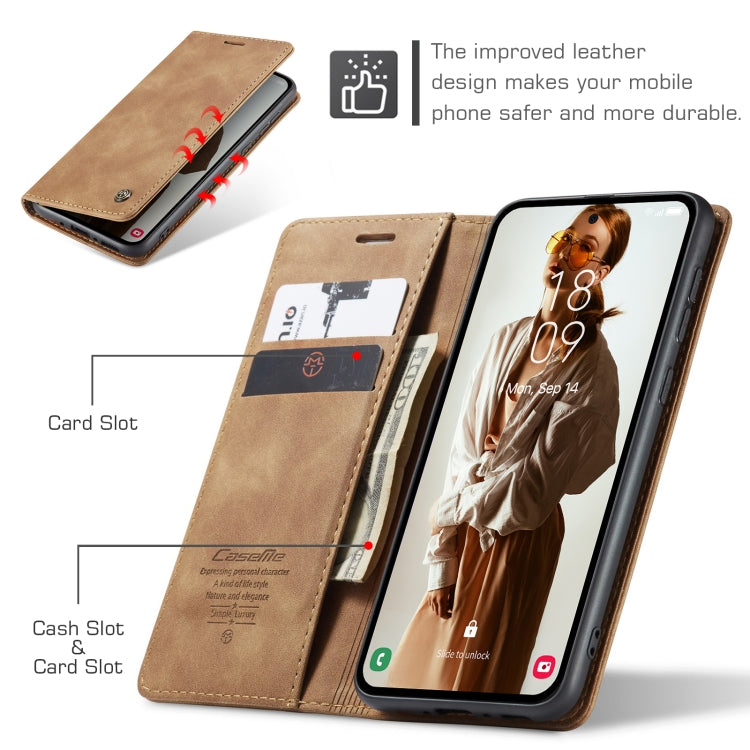 For Samsung Galaxy A35 5G CaseMe 013 Multifunctional Horizontal Flip Leather Phone Case(Brown)