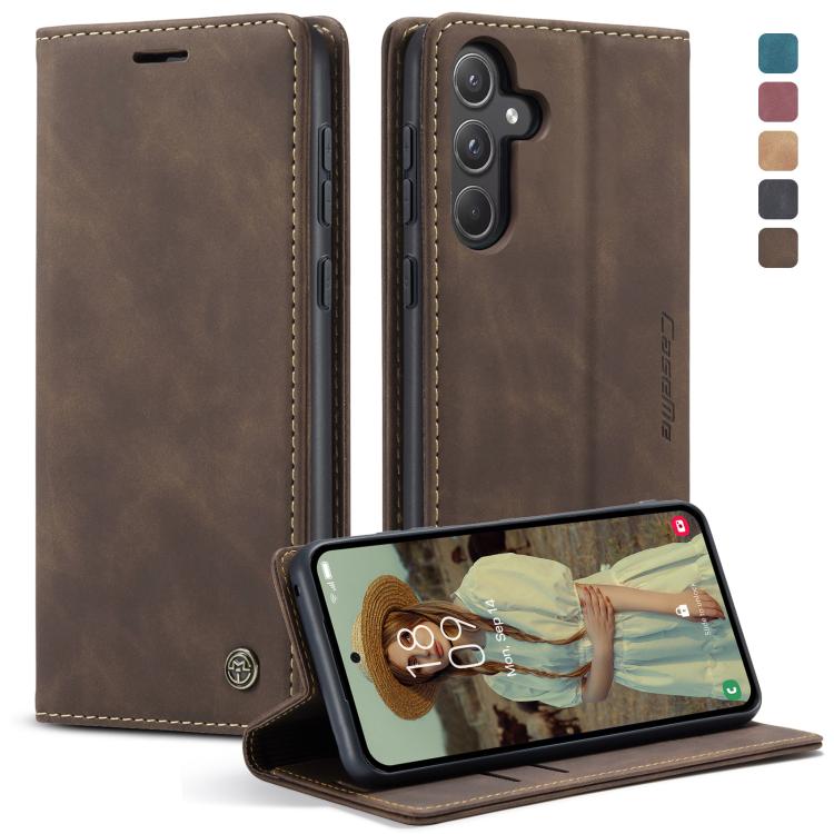 For Samsung Galaxy A55 5G CaseMe 013 Multifunctional Horizontal Flip Leather Phone Case(Coffee)