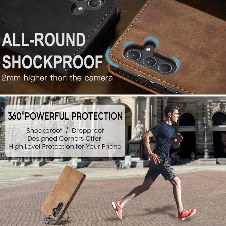 For Samsung Galaxy A55 5G CaseMe 013 Multifunctional Horizontal Flip Leather Phone Case(Brown)