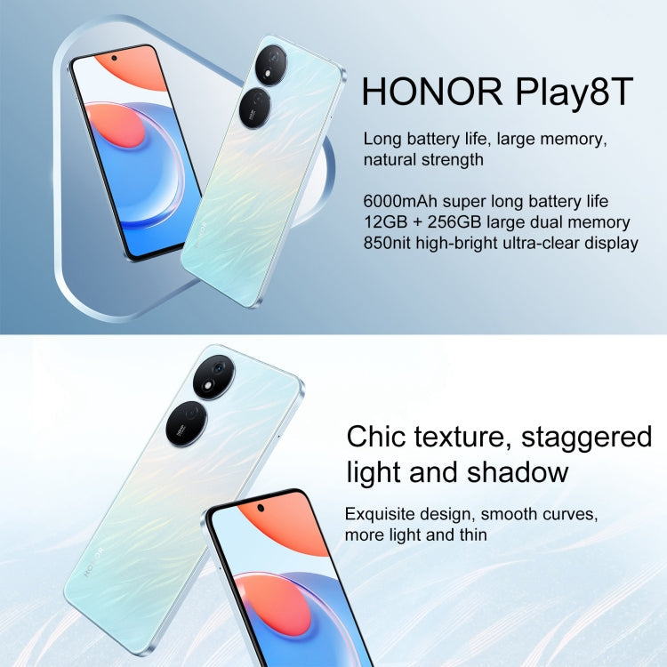 Honor Play8T, 12GB+256GB,  6.8 inch MagicOS 7.2 Dimensity 6080 Octa Core up to 2.4GHz, Network: 5G, OTG, Not Support Google Play(Green)