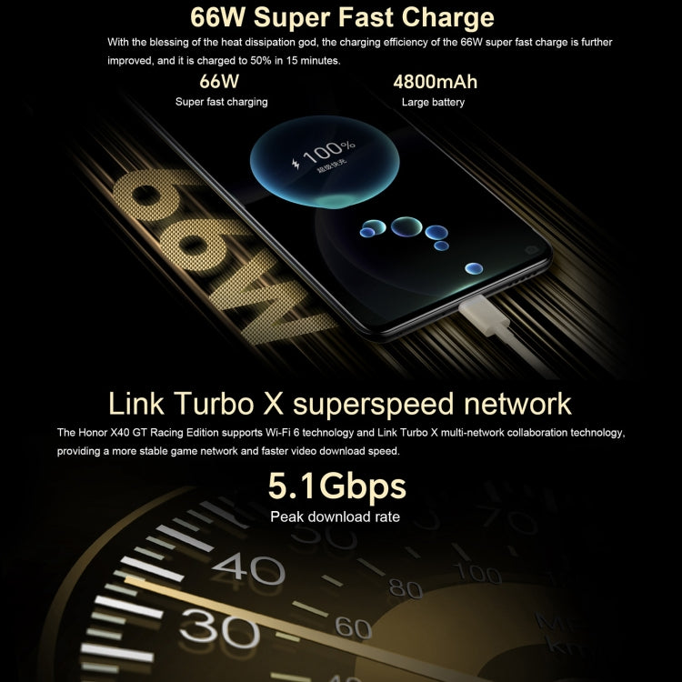 Honor X40 GT Racing, 12GB+512GB , 6.81 inch Magic OS 7.0 Snapdragon 888 Octa Core up to 2.84GHz, Network: 5G, OTG, NFC, Not Support Google Play(Racing Black)
