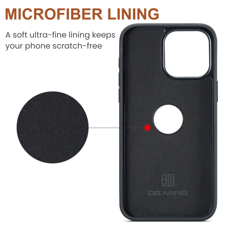 For iPhone 15 Pro DG.MING M5 Series Zip RFID Multi Card Detachable Leather Phone Case(Black)