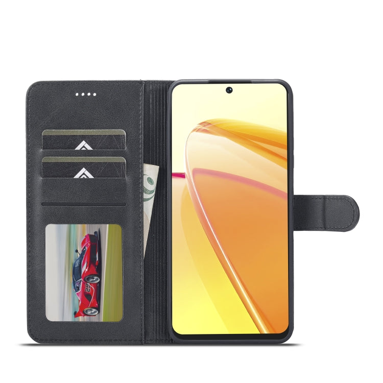 For Realme C55 LC.IMEEKE Calf Texture Horizontal Flip Leather Case(Black)