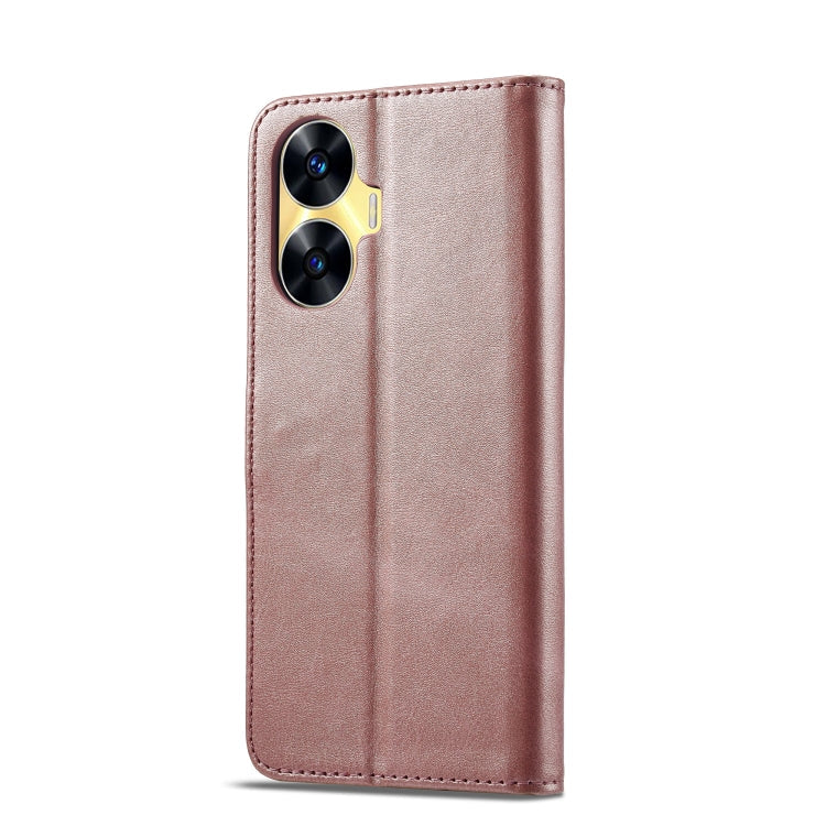 For Realme C55 LC.IMEEKE Calf Texture Horizontal Flip Leather Case(Rose Gold)