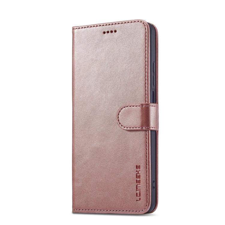 For Realme C55 LC.IMEEKE Calf Texture Horizontal Flip Leather Case(Rose Gold)