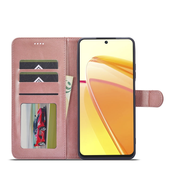 For Realme C55 LC.IMEEKE Calf Texture Horizontal Flip Leather Case(Rose Gold)