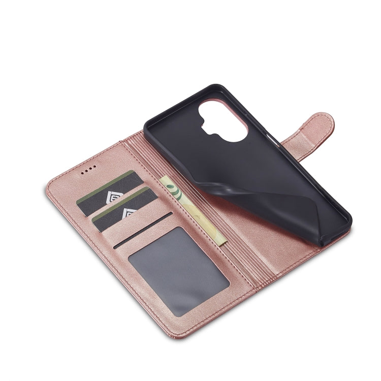 For Realme C55 LC.IMEEKE Calf Texture Horizontal Flip Leather Case(Rose Gold)