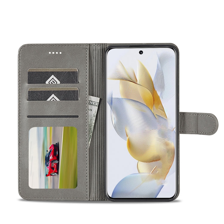 For Honor 90 LC.IMEEKE Calf Texture Leather Phone Case(Grey)