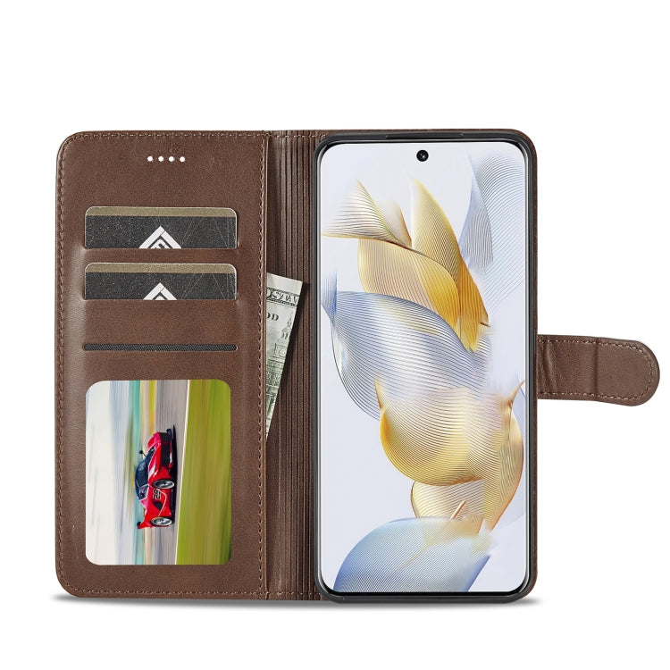 For Honor 90 LC.IMEEKE Calf Texture Leather Phone Case(Coffee)
