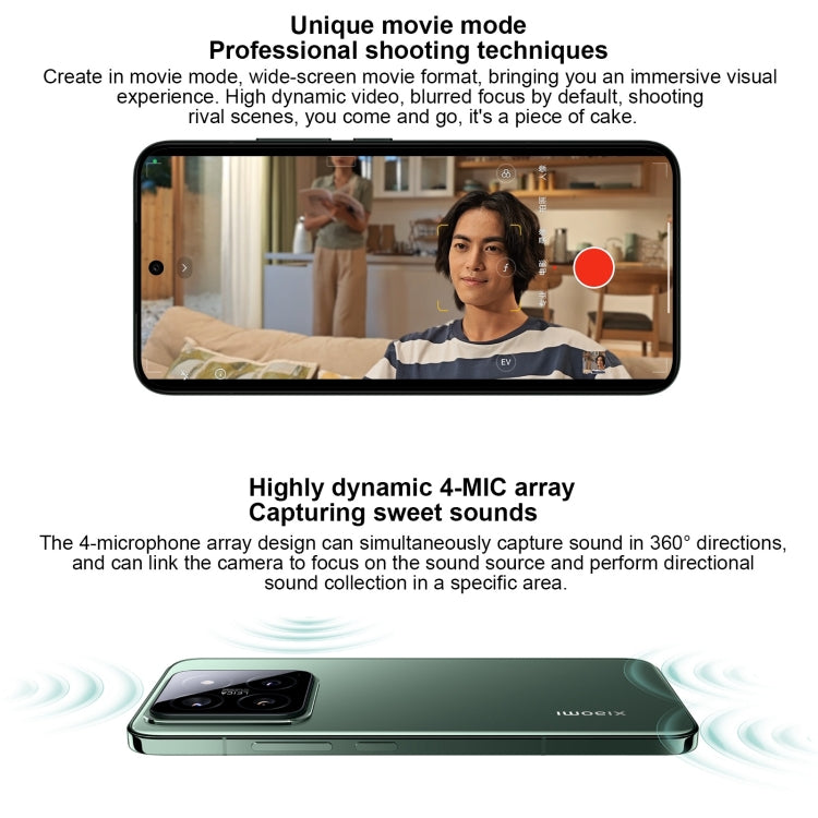 Xiaomi 14, 16GB+512GB,  6.36 inch Xiaomi HyperOS Snapdragon 8 Gen 3 Octa Core 4nm up to 3.3GHz, NFC, Network: 5G(White)