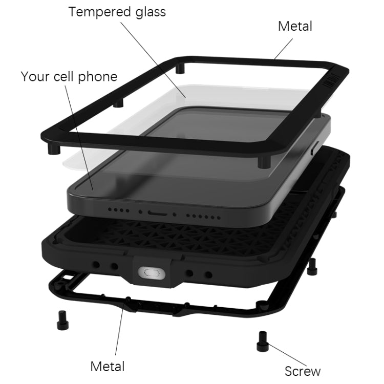 For iPhone 15 Plus LOVE MEI Metal Shockproof Life Waterproof Dustproof Phone Case(Red)