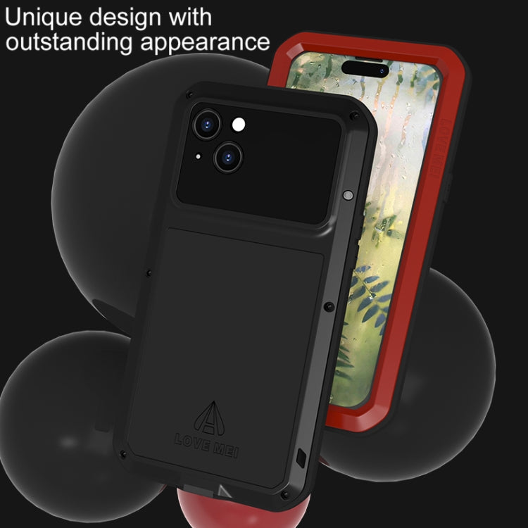 For iPhone 15 Plus LOVE MEI Metal Shockproof Life Waterproof Dustproof Phone Case(Red)