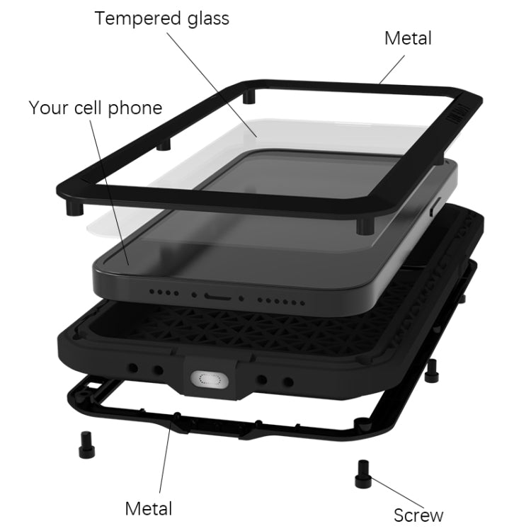 For iPhone 15 Pro LOVE MEI Metal Shockproof Life Waterproof Dustproof Phone Case(Yellow)