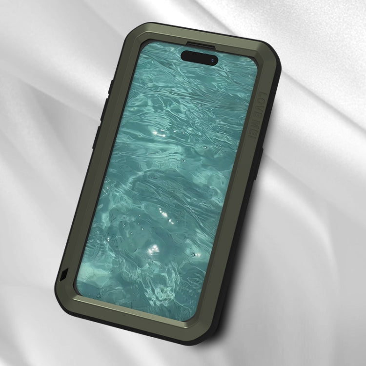 For iPhone 15 Pro LOVE MEI Metal Shockproof Life Waterproof Dustproof Phone Case(Yellow)