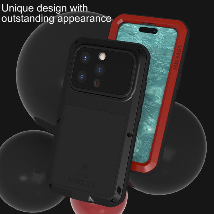 For iPhone 15 Pro LOVE MEI Metal Shockproof Life Waterproof Dustproof Phone Case(Yellow)