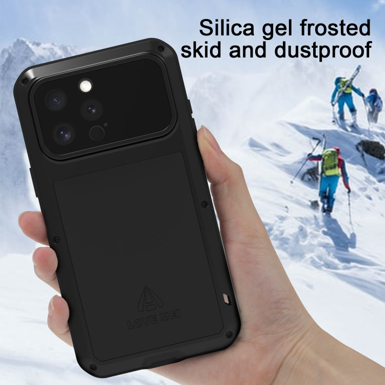 For iPhone 16 Pro Max LOVE MEI Metal Shockproof Life Waterproof Dustproof Phone Case(Silver)
