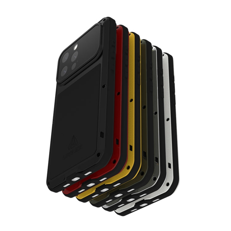 For iPhone 16 Pro Max LOVE MEI Metal Shockproof Life Waterproof Dustproof Phone Case(White)