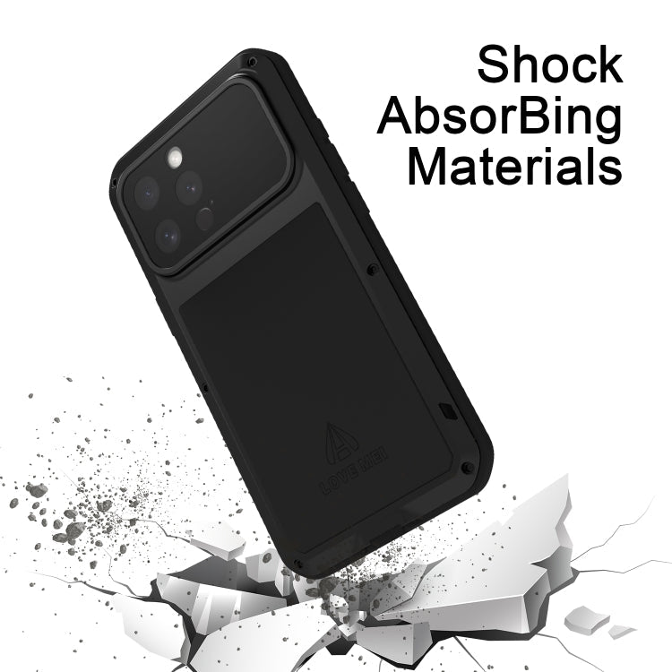 For iPhone 16 Pro Max LOVE MEI Metal Shockproof Life Waterproof Dustproof Phone Case(White)