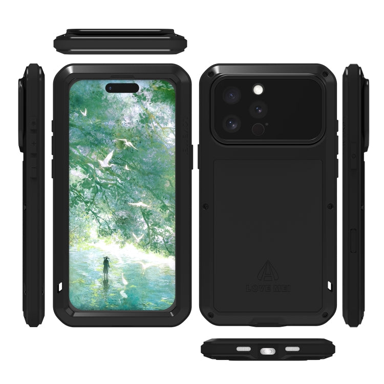For iPhone 16 Pro LOVE MEI Metal Shockproof Life Waterproof Dustproof Phone Case(Red)