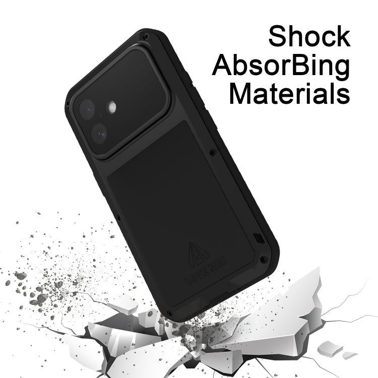 For iPhone 16 LOVE MEI Metal Shockproof Life Waterproof Dustproof Phone Case(Silver)
