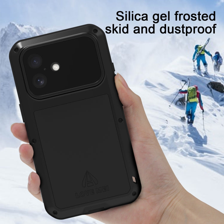 For iPhone 16 LOVE MEI Metal Shockproof Life Waterproof Dustproof Phone Case(Red)