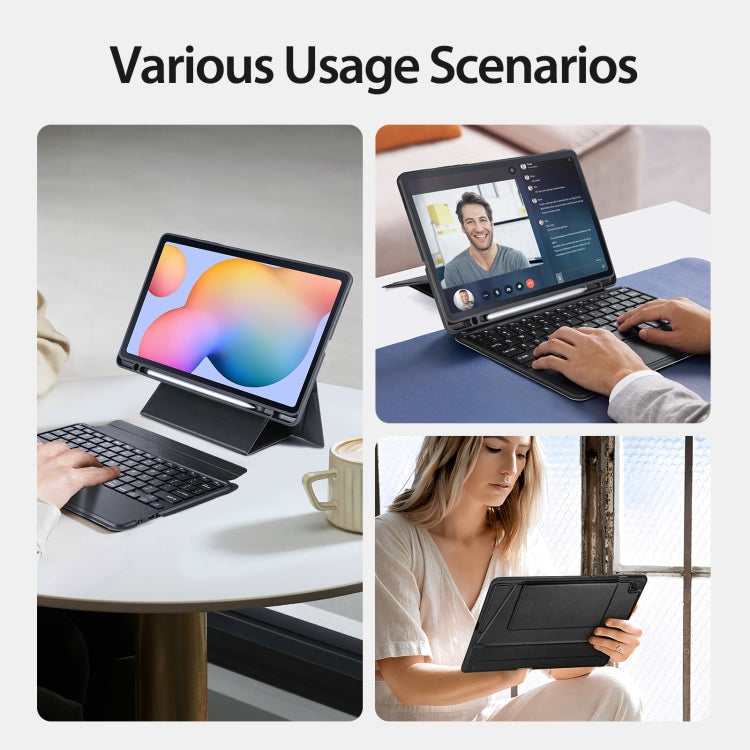 For Samsung Galaxy Tab S6 Lite / 2024 DUX DUCIS DK Floating Magnetic Keyboard Leather Tablet Case with Holder(Black)
