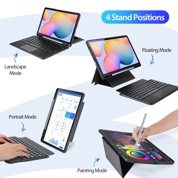 For Samsung Galaxy Tab S6 Lite / 2024 DUX DUCIS DK Floating Magnetic Keyboard Leather Tablet Case with Holder(Black)
