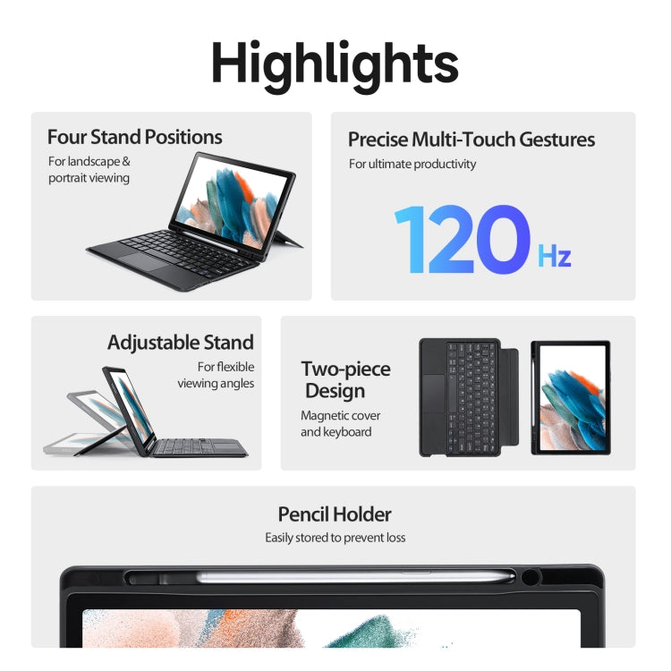 For Samsung Galaxy Tab A8 2021 10.5 DUX DUCIS DK Floating Magnetic Keyboard Leather Tablet Case with Holder(Black)