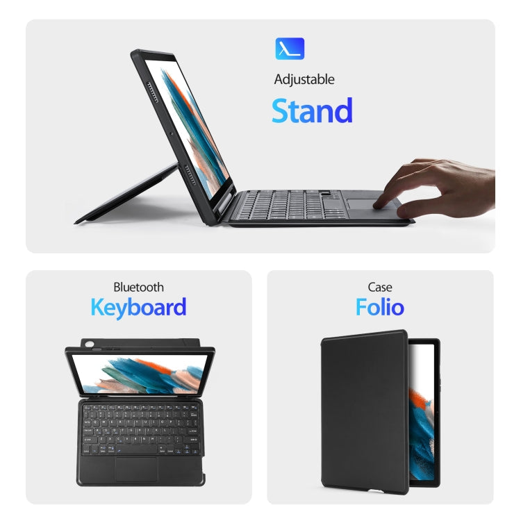 For Samsung Galaxy Tab A8 2021 10.5 DUX DUCIS DK Floating Magnetic Keyboard Leather Tablet Case with Holder(Black)