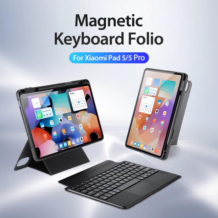 For Xiaomi Pad 5 / 5 Pro DUX DUCIS DK Floating Magnetic Keyboard Leather Tablet Case with Holder(Black)