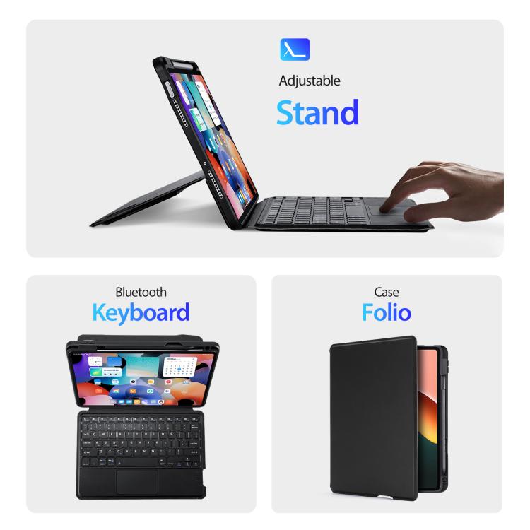 For Xiaomi Pad 5 / 5 Pro DUX DUCIS DK Floating Magnetic Keyboard Leather Tablet Case with Holder(Black)