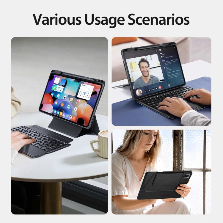 For Xiaomi Pad 5 / 5 Pro DUX DUCIS DK Floating Magnetic Keyboard Leather Tablet Case with Holder(Black)
