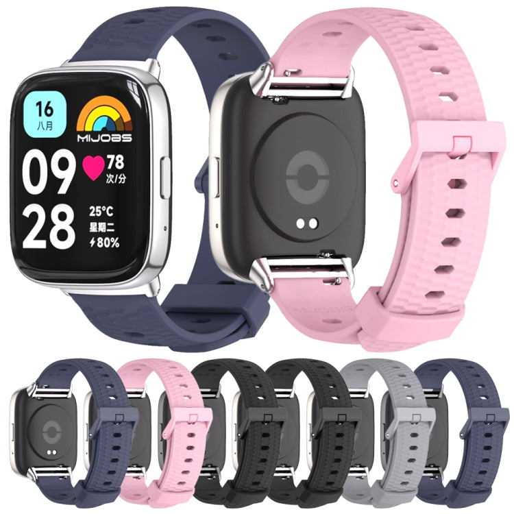 For Redmi Watch 3 Lite / Watch 3 Active Mijobs Honeycomb Texture TPU Watch Band(Midnight Blue Silver)