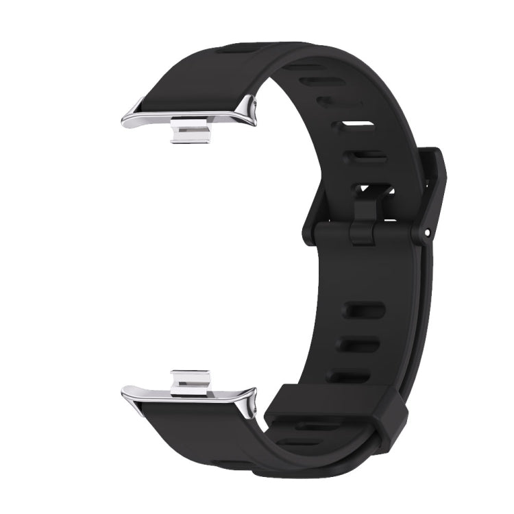 For Redmi Watch 6 / 5 / Xiaomi Band 9 Pro Mijobs Flat Hole Breathable Silicone Watch Band(Black+Silver)
