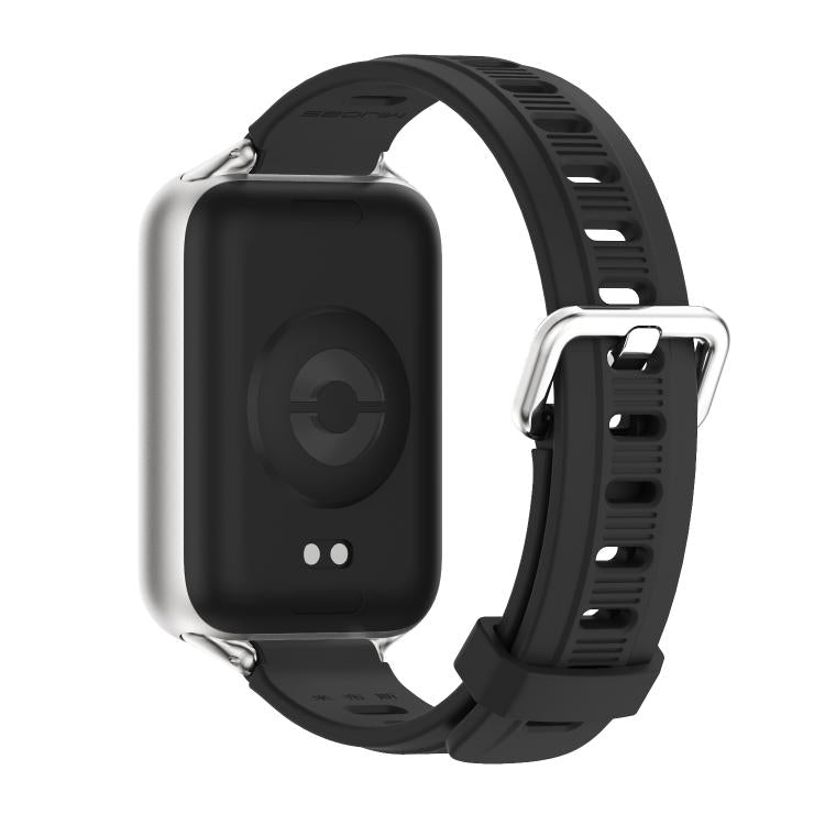 For Xiaomi Band 10 Pro / Redmi Watch 6 / 5 Mijobs Flat Hole Breathable Silicone Watch Band(Black Silver)