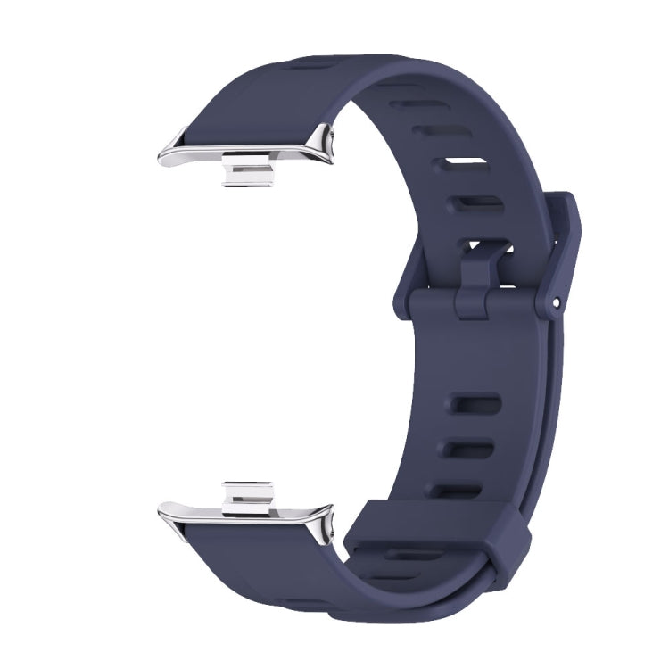 For Redmi Watch 6 / 5 / Xiaomi Band 9 Pro Mijobs Flat Hole Breathable Silicone Watch Band(Midnight Blue+Silver)