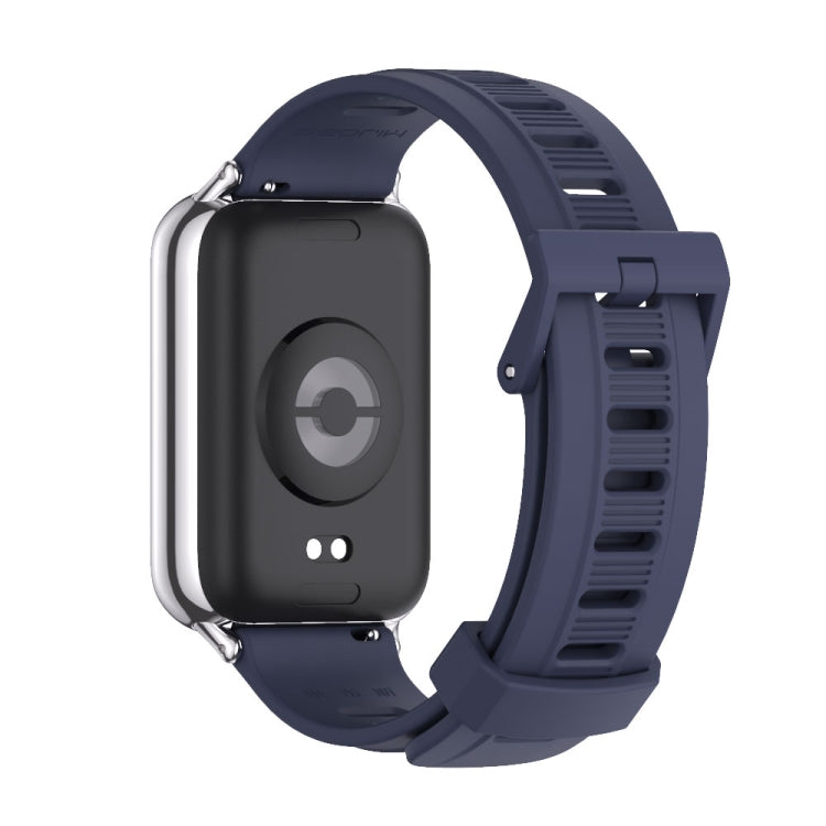 For Redmi Watch 6 / 5 / Xiaomi Band 9 Pro Mijobs Flat Hole Breathable Silicone Watch Band(Midnight Blue+Silver)