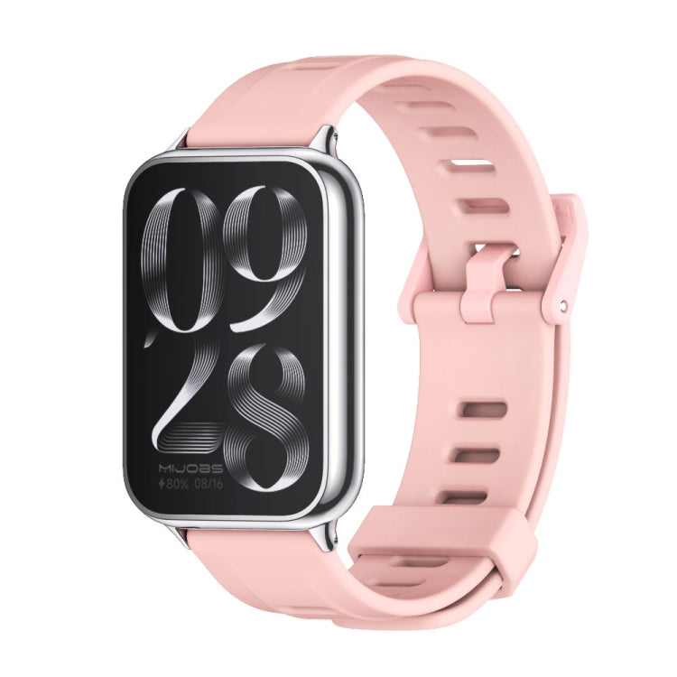 For Redmi Watch 6 / 5 / Xiaomi Band 9 Pro Mijobs Flat Hole Breathable Silicone Watch Band(Pink+Silver)