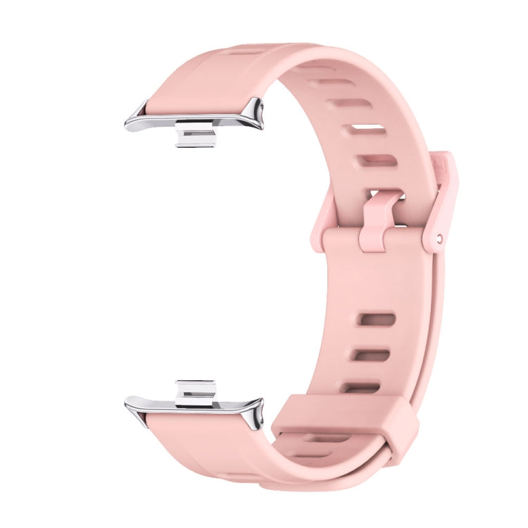 For Redmi Watch 6 / 5 / Xiaomi Band 9 Pro Mijobs Flat Hole Breathable Silicone Watch Band(Pink+Silver)